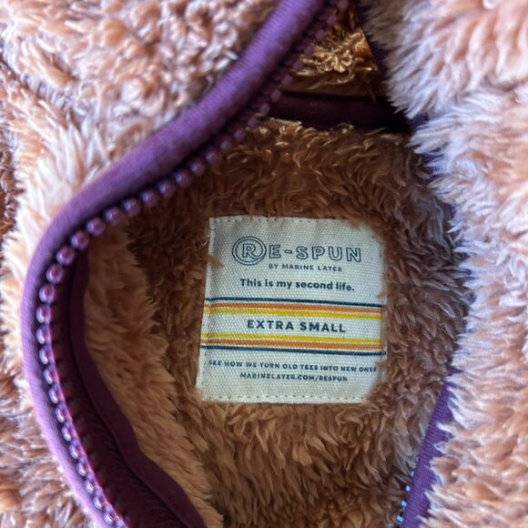MARINE LAYER Respun Recycled Sherpa Shaggy Fleece Zip Pullover Jacket XS - Picture 5 of 5